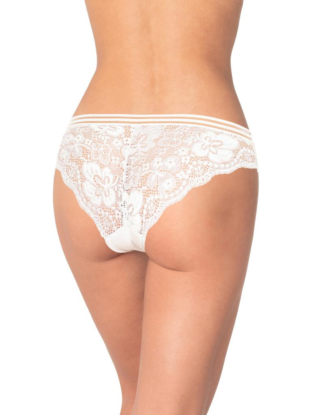 Трусики-бразилиана с ажурной задней частью (Размер: L) (Цвет: белый)