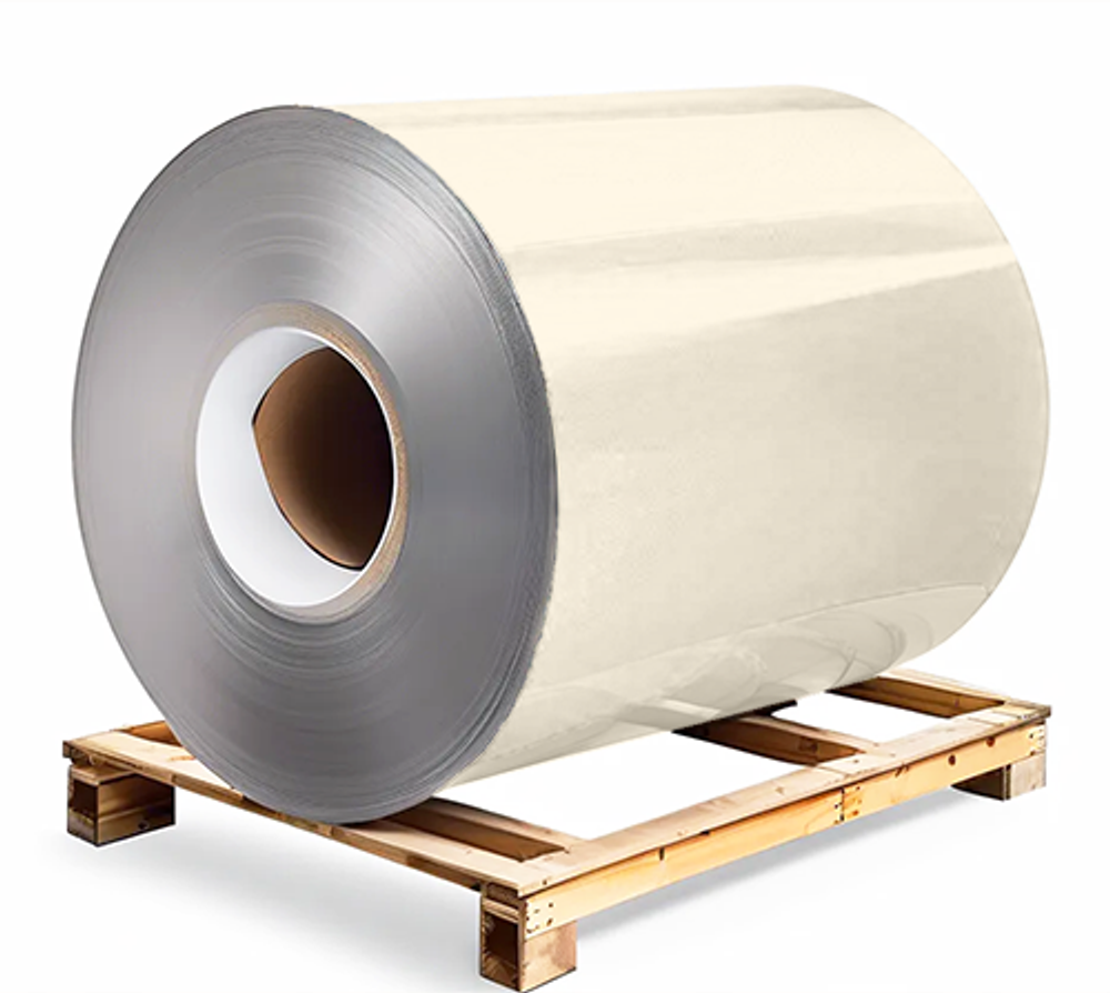 Сталь оцинкованная 0,7х1250х3000 мм RAL 1013 слоновая кость  /грунт обр.стороны / защ.пленка