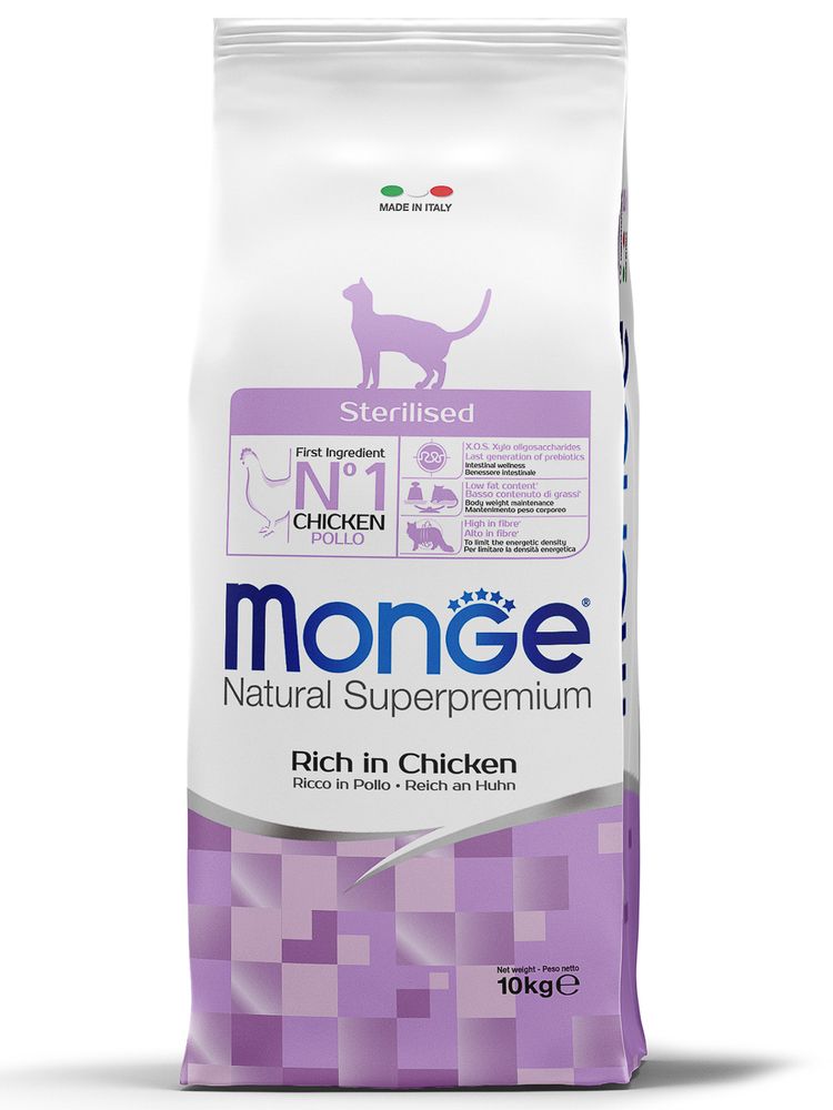 Cухой корм Monge Cat Daily Line Sterilised для стерилизованных кошек, из курицы 10 кг