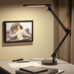 Настольный светильник ЭРА NLED-440-7W-BK светодиодный на струбцине и с основанием черный | Светодиодные настольные лампы