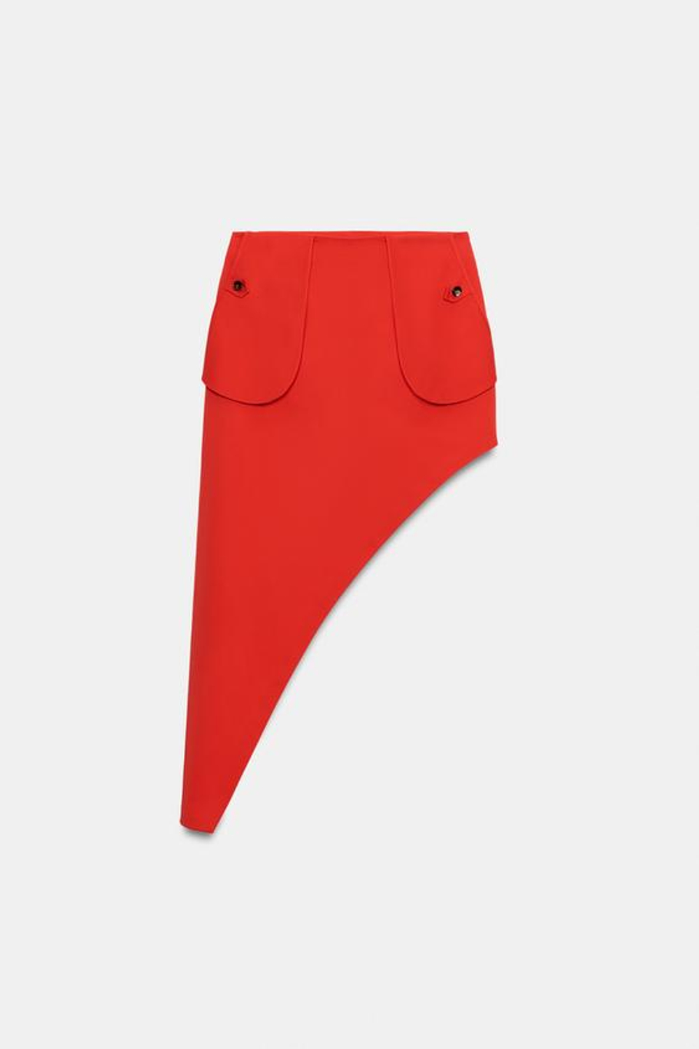 ZARA ЮБКА АСИММЕТРИЧНОГО КРОЯ С КАРМАНАМИ — ZW COLLECTION, КРАСНЫЙ
