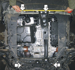 Защита картера двигателя, КПП (2 мм, сталь) для Jeep Liberty 2007-2013, Jeep Compass 2006-2016 Motodor.05201