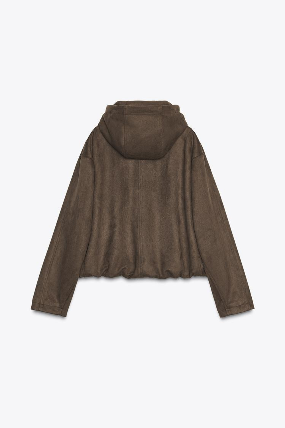 ZARA БОМБЕР ИЗ ИСКУССТВЕННОЙ ЗАМШИ С КАПЮШОНОМ, КОРИЧНЕВЫЙ