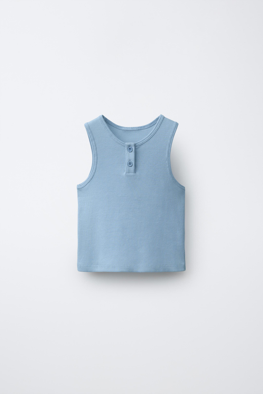 ZARA ОДНОТОННЫЙ ТОП PUKAS SURF, ЛИНЯЛЫЙ СИНИЙ