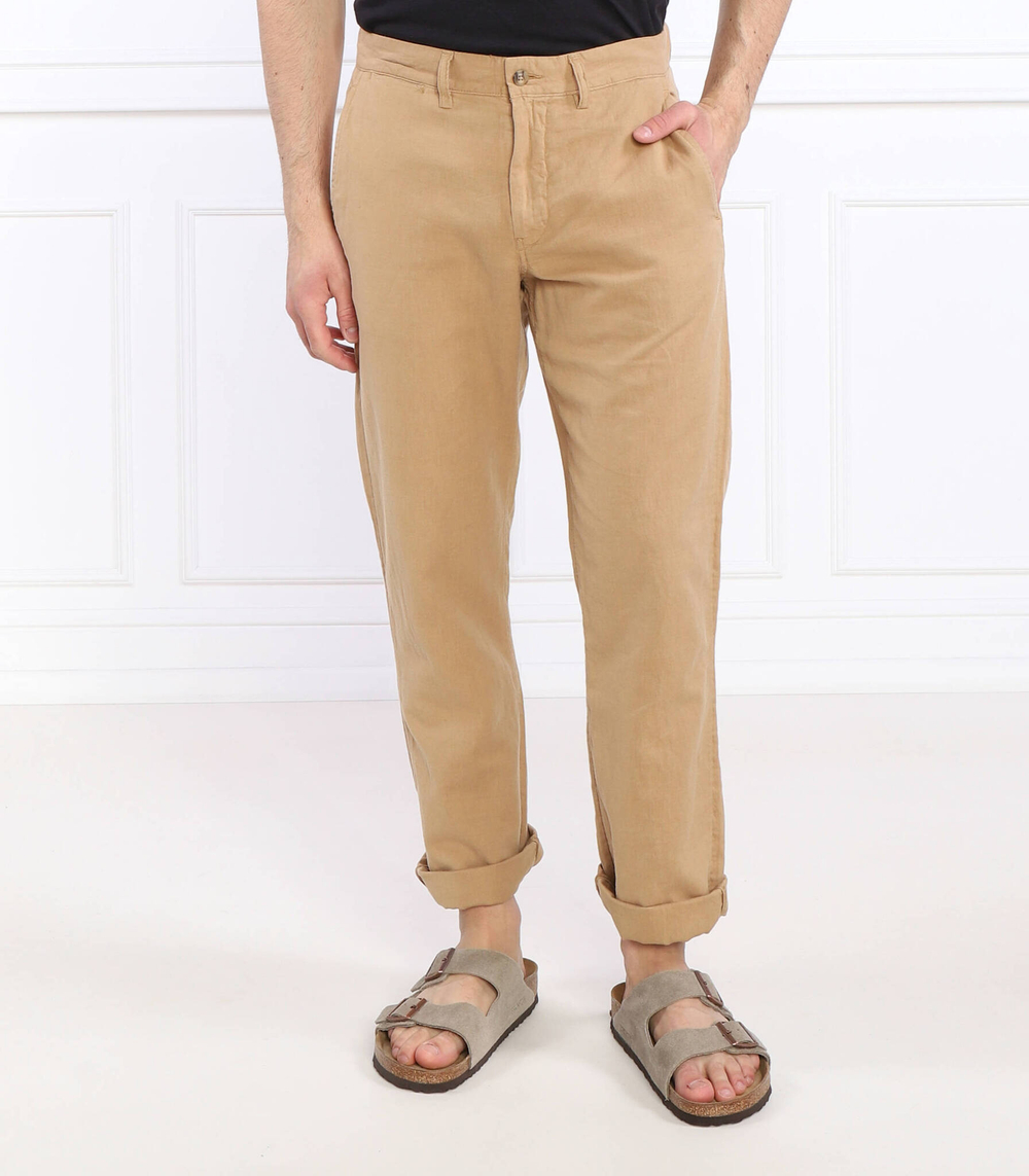 Льняное штаны POLO RALPH LAUREN - коричневый(710901796)