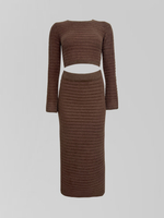 Костюм трикотажный 888 90222 однотонный из укороченного свитера и прямой юбки