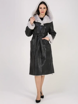 Дубленка зимняя натуральная с капюшоном длинная