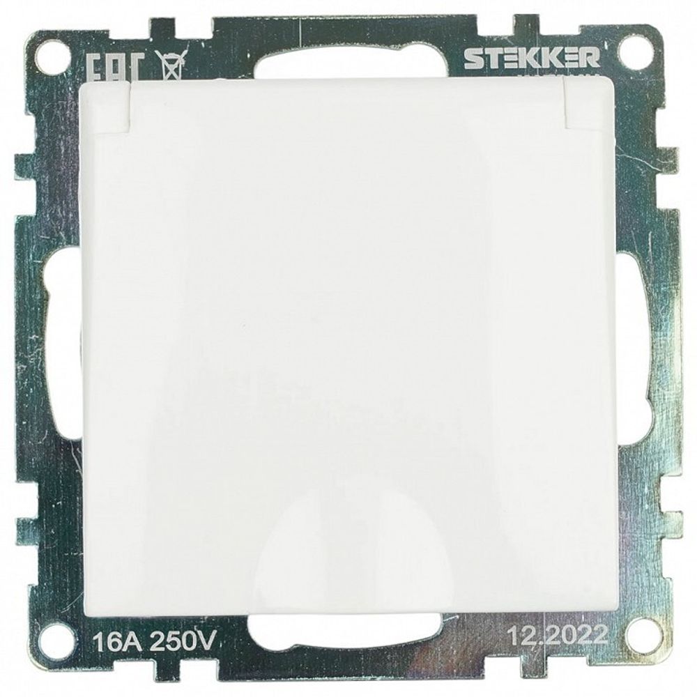 Розетка с заземлением и со шторкой, без рамки с крышкой Stekker Катрин 39302