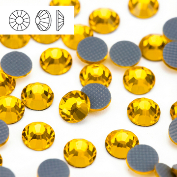 Стразы горячей фиксации из стекла, цвет Citrine, форма Flatback