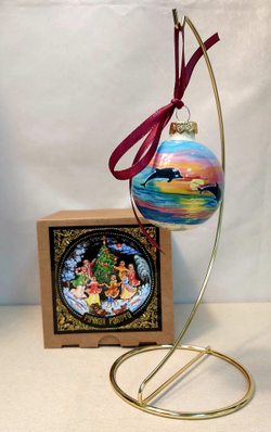 Шар новогодний с ручной росписью  Палех "Морской"