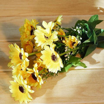 Цветы искусственные Подсолнух декоративный букет 24шт 48см