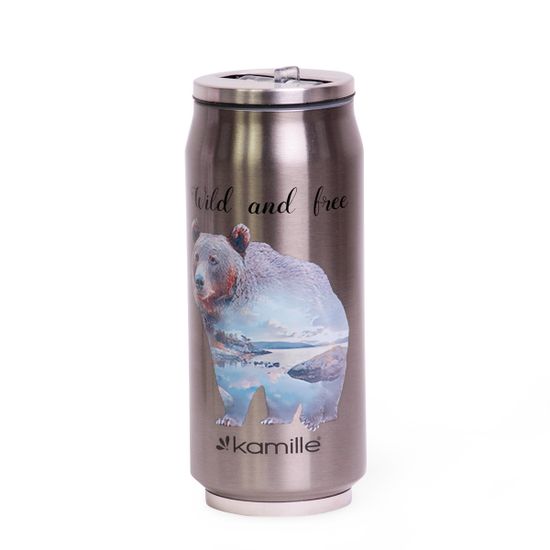 Термобанка 500 мл из нержавеющей стали с трубочкой Kamille KM-2205