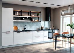 Модульный кухонный гарнитур «Олива» 2800 (белый металлик/кофе с молоком), ЛДСП, ДСВ Мебель