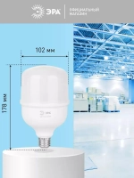 Лампочка светодиодная промышленная ЭРА LED E27/E40 50 Вт T100 колокол 6500К холодный белый свет 1 штука