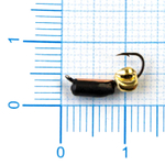 Мормышка Владимирская 578 "Гвоздик с латунным шариком зефир золото", с коронкой, 2.5мм, 0.6гр (15шт/уп)