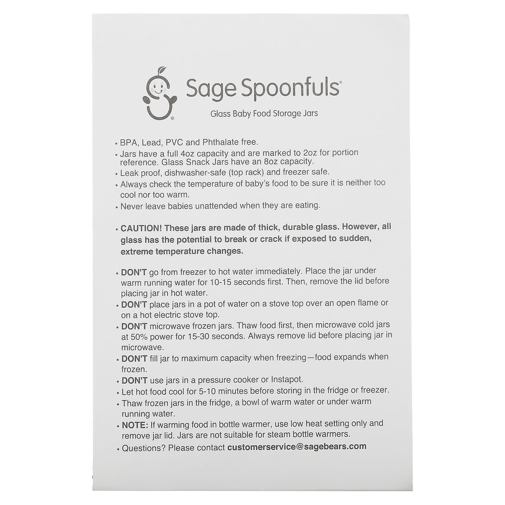 Sage Spoonfuls, Стеклянные банки для хранения детского питания, 6 шт.