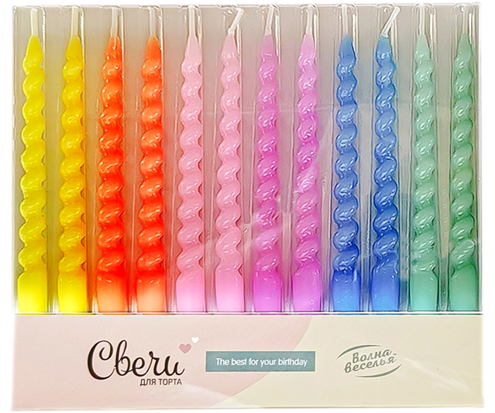 Свечи Яркие спирали, Ассорти