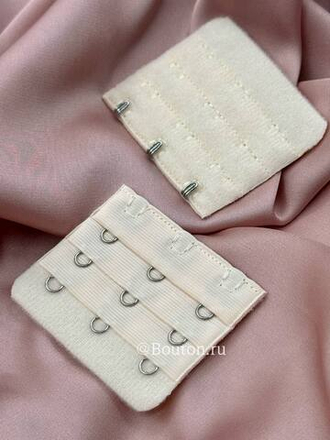 Расширитель для бюстгальтера светло-бежевый 3 ряда 9 петель 3 крючка  5х5,5 см