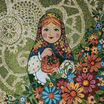 Декоративная гобеленовая салфетка Матрешка лето 32х32