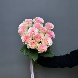 Букет из 15 нежных роз под ленту (э)