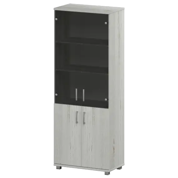 Стеллаж высокий закрытый со стеклянными фасадами "НТ-580;НТ-600.2;НТ-601.2стл"  800x445x2050 Аргентум