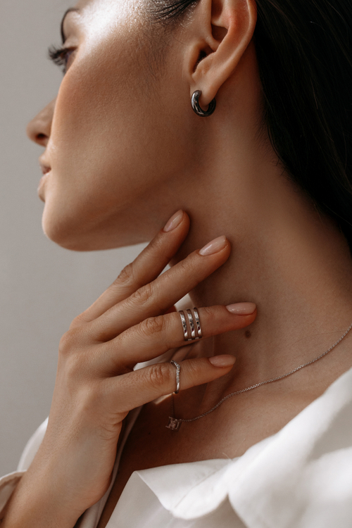 Фаланговое кольцо "Тонкая галочка с фианитами"