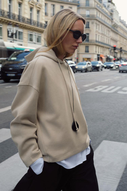 ZARA МЯГКОЕ ХУДИ С КАПЮШОНОМ, ПЕСОЧНЫЙ