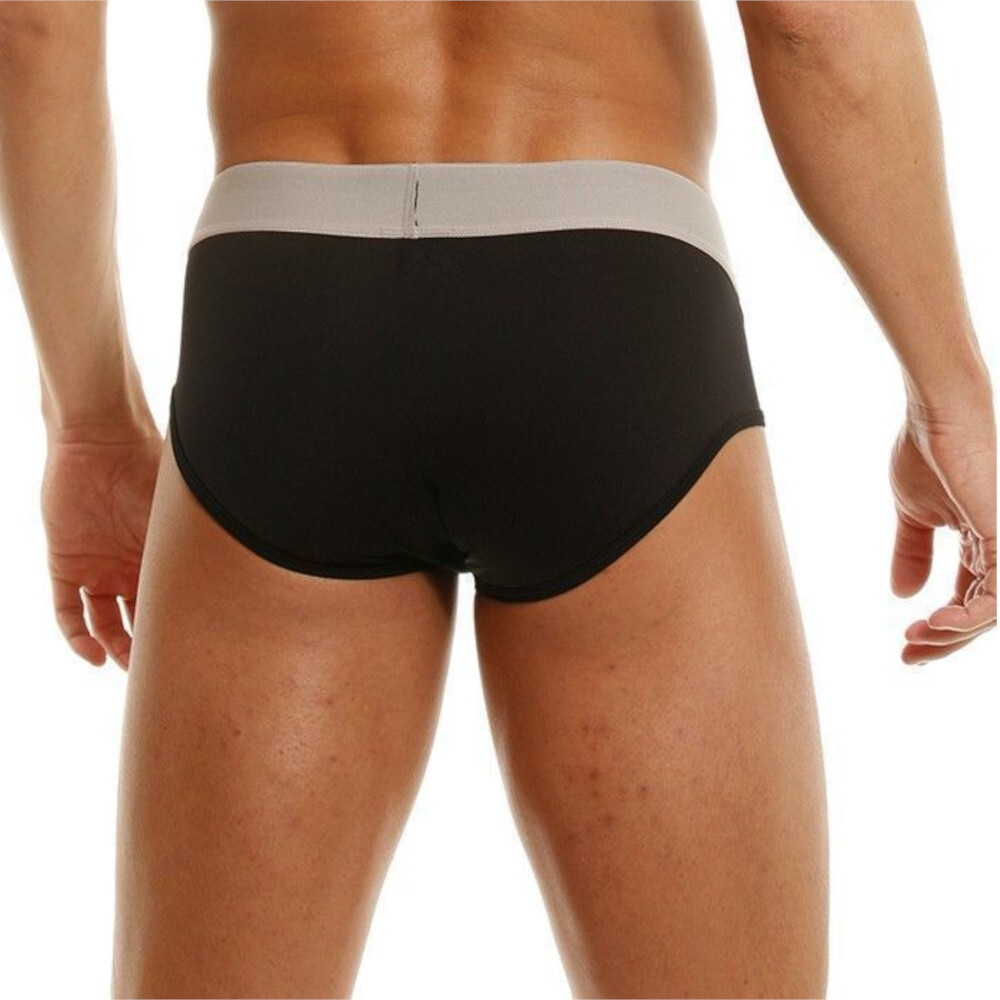 Мужские трусы брифы черные на широкой резинке из микрофибры Hustler