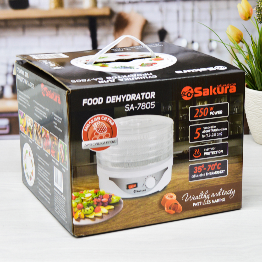 Сушилка для овощей и фруктов 5 ярусов 250Вт SA-7805