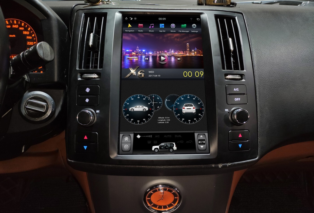 Магнитола для Infiniti FX 2006-2008 - Carmedia ZF-1279-Q6 вертикальный экран в стиле "Тесла" на Android 11, 8Гб+128Гб, CarPlay, 4G SIM-слот