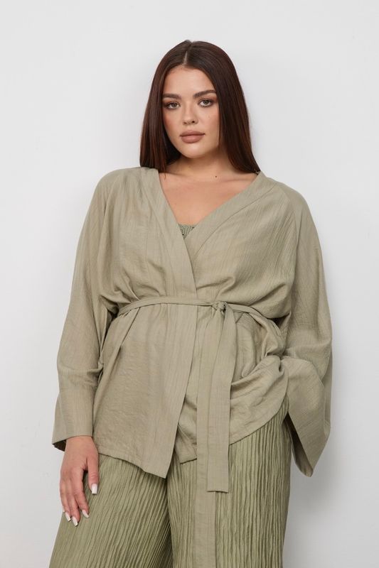 Кимоно из жатой вискозы, оливковый
