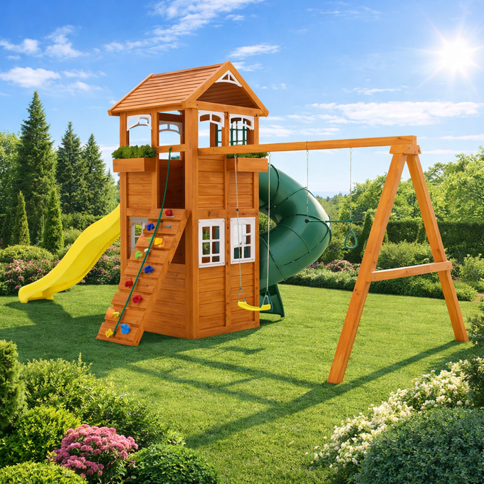 Детская площадка Клубный домик с трубой Luxe