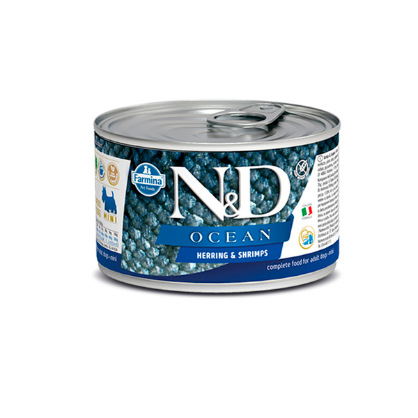 Влажный корм N&D Ocean Dog Mini с сельдью и креветками для собак мелких пород, 140 г