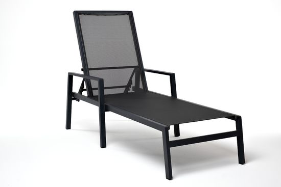 "Парма" шезлонг из алюминия темно-серый (RAL7024) муар, ткань текстилен серая