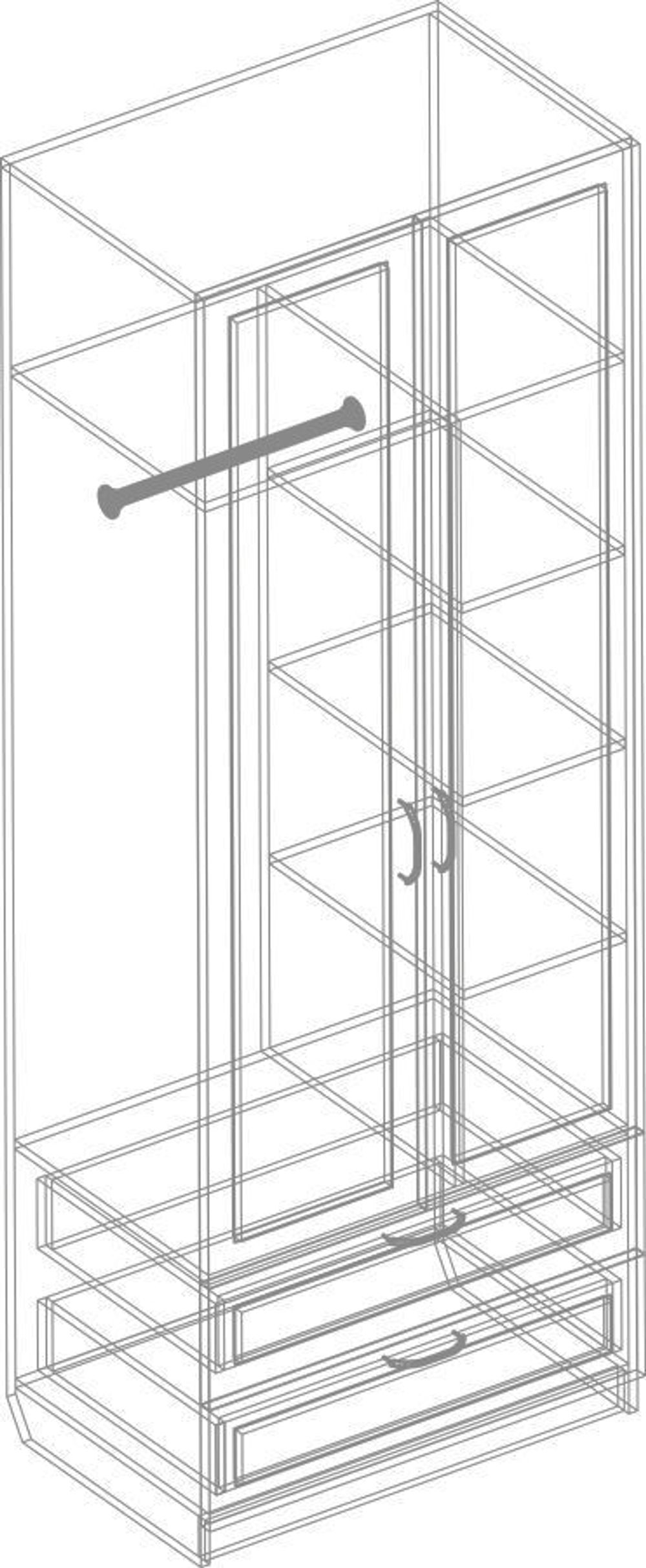 Шкаф двухстворчатый с двумя ящками "Александрия" ДА-02