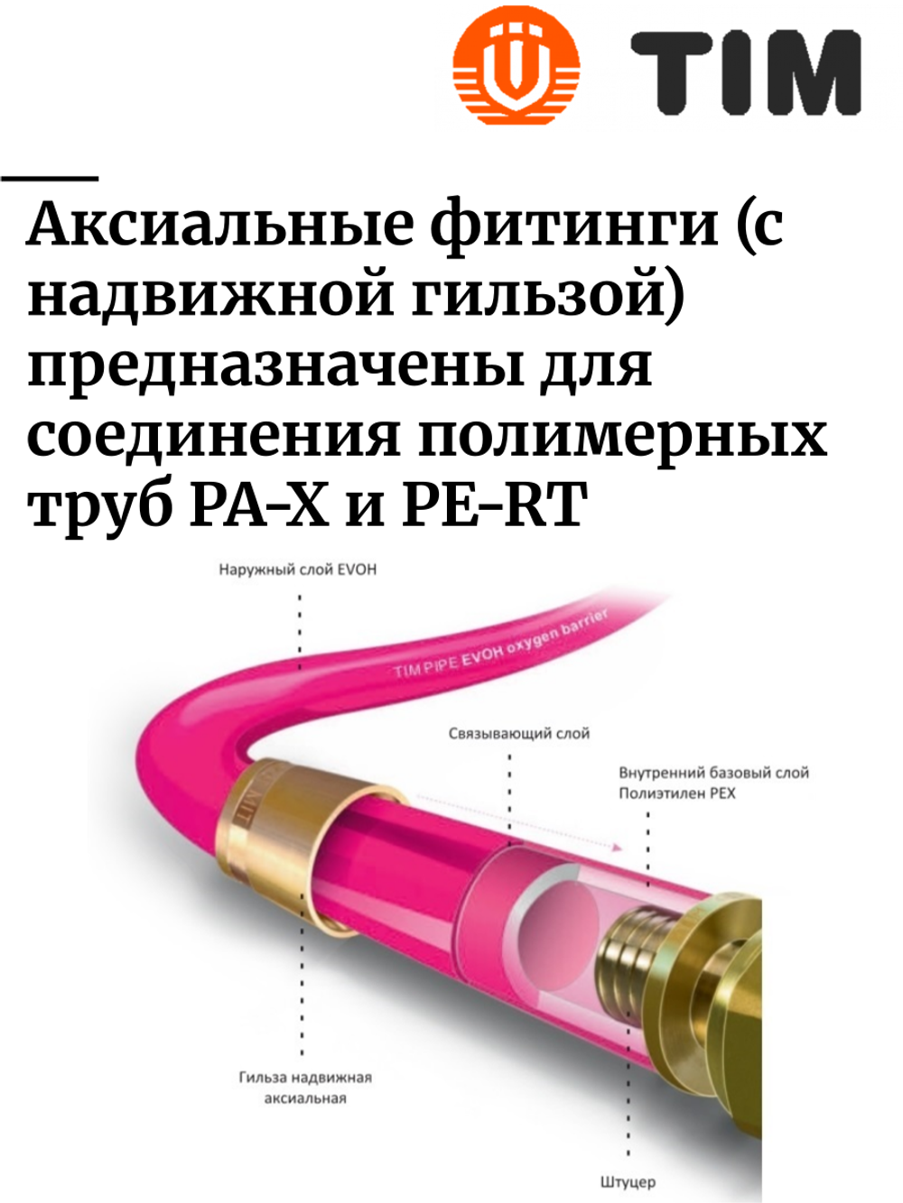 Тройник аксиальный, 32x32x32, под надвижную гильзу, TIM, H-T323232