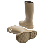CHANEL Rubber Rain Boots Dark Beige Women"s