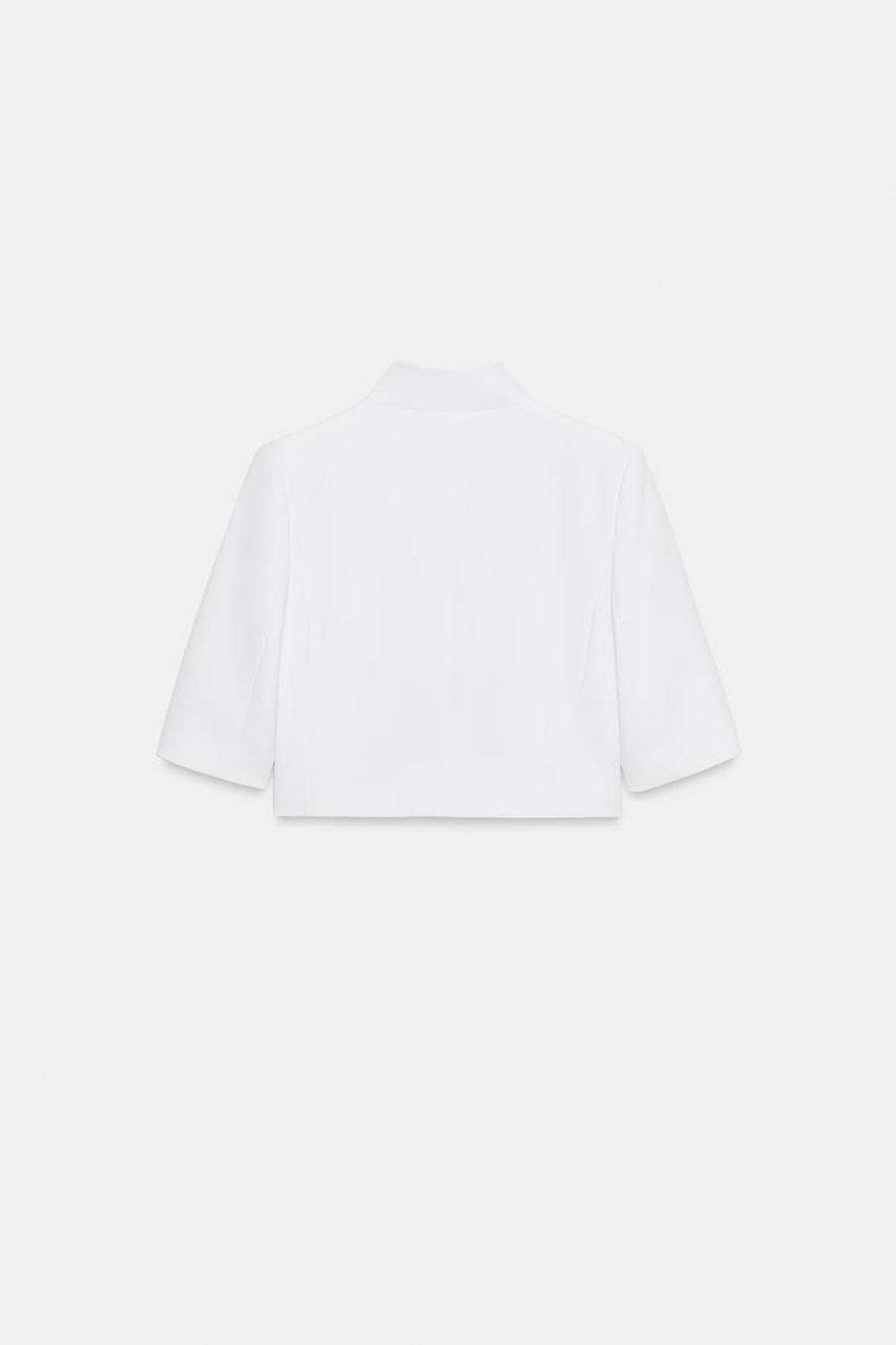 ZARA УКОРОЧЕННЫЙ БЛЕЙЗЕР С КОРОТКИМИ РУКАВАМИ — ZW COLLECTION, ЭКРЮ