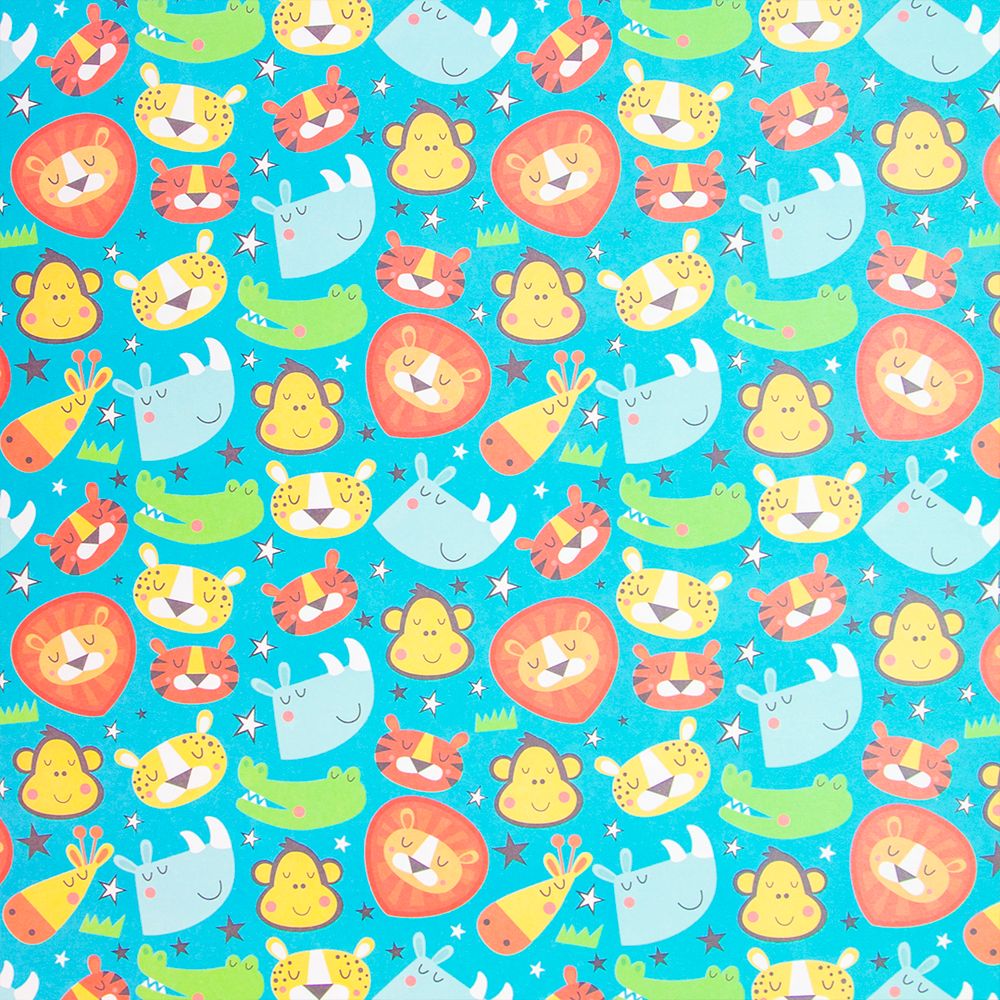 Упаковочная бумага (0,5*0,7 м) Веселые животные, 1 шт.