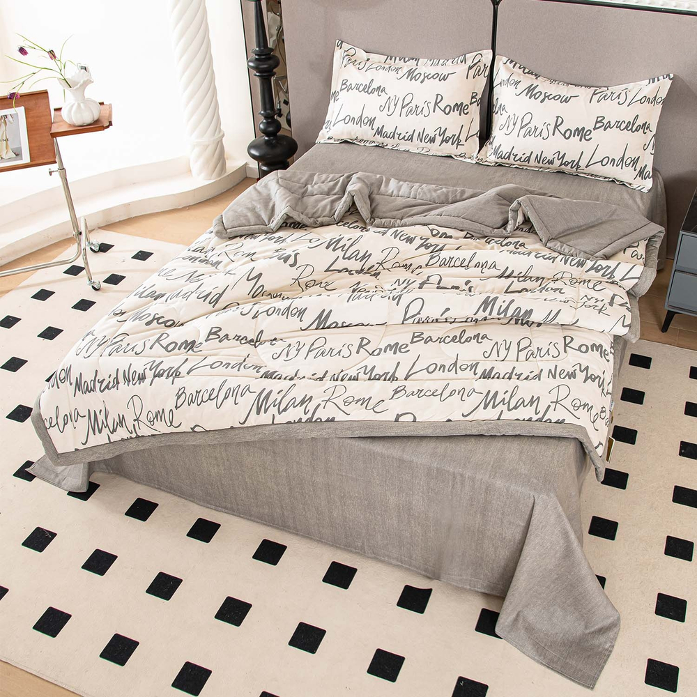 Комплект постельного белья Сатин с Одеялом 100% хлопок 160x80 на резинке OBR174