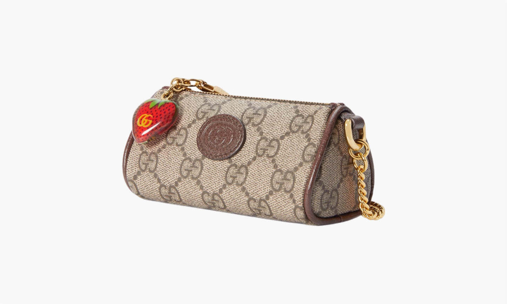 Сумка Gucci Double G Coin Purse Strawberry Wallet "Beige/Ebony"