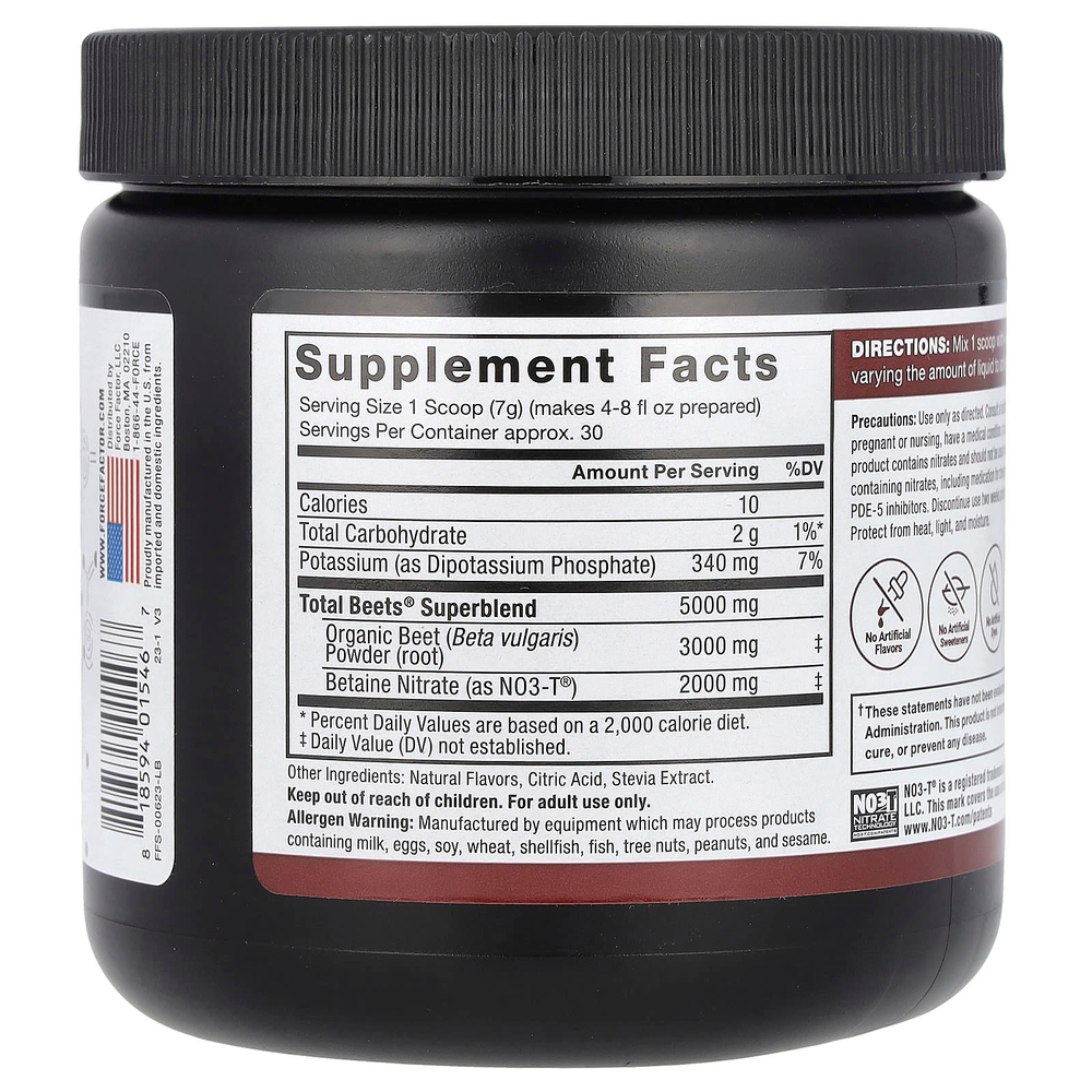 Force Factor, Total Beets, оригинальный напиток в порошке, свекла и ягоды граната, 210 г (7,4 унции)