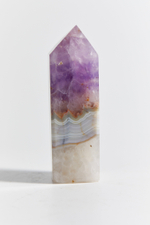 Аметист с голубым кружевным агатом призма