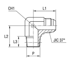 Штуцер FC90 JIC 1.1/16" NPT3/4"