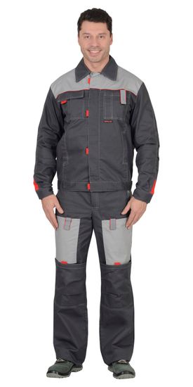 Костюм "Сириус-Фаворит" полукомбинезон (серый/с.серый/красный)