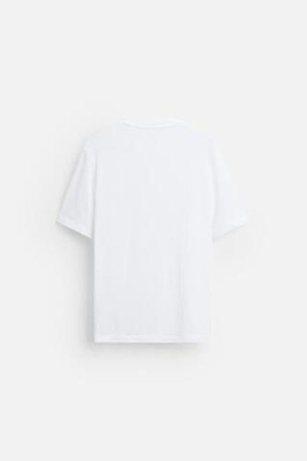 ZARA ТРИКОТАЖНАЯ ФУТБОЛКА СТАНДАРТНОГО КРОЯ, БЕЛЫЙ