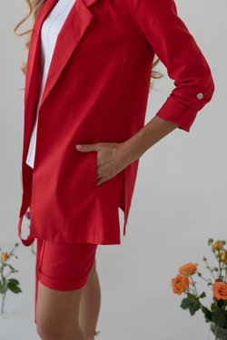 Костюм красный лен