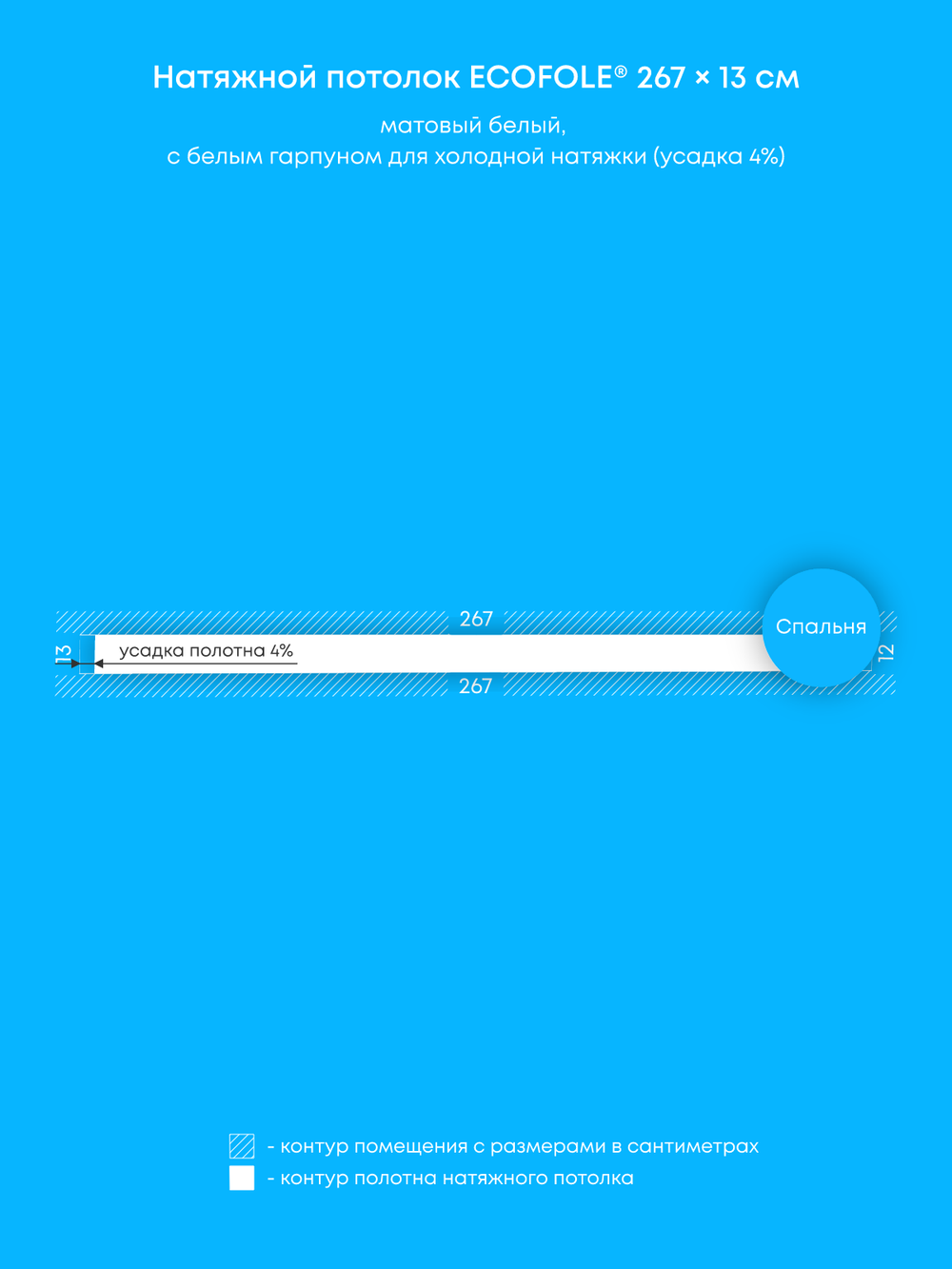Матовый натяжной потолок 0.3 м2