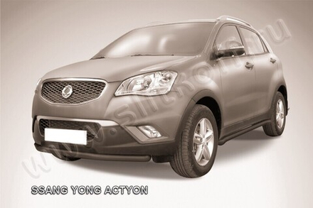 Защита переднего бампера (нержавейка) SsangYong Actyon (2010-2013) d57 (черный)