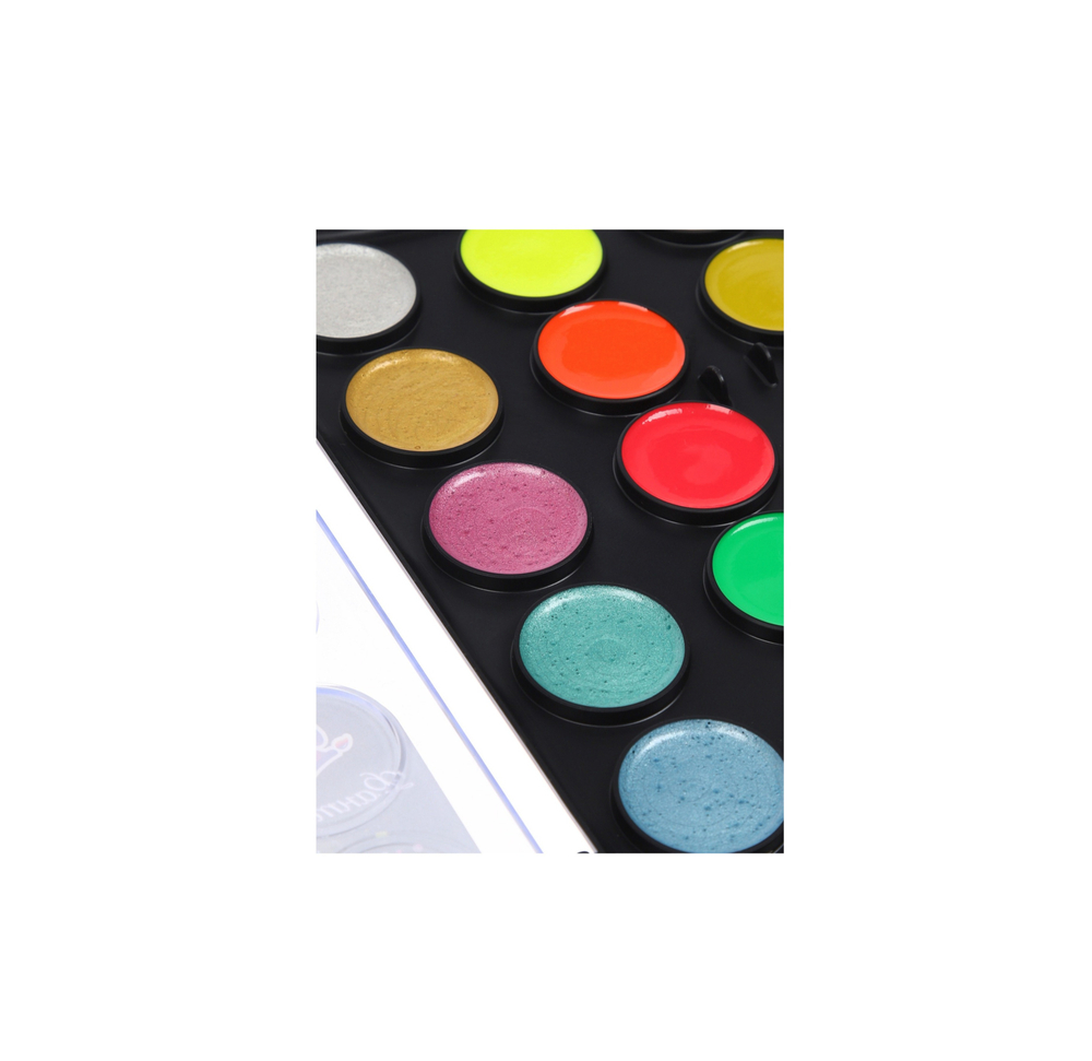 Акварель 18 цв. б/к Луч "Фантазия" (классическая + флуоресцентная + перламутровая)